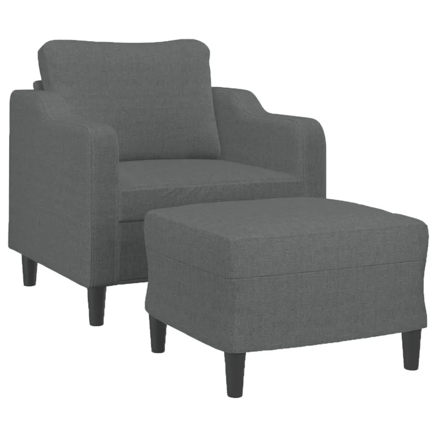 vidaXL Sessel mit Hocker Dunkelgrau 60 cm Stoff 3201128