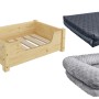 Erst-Holz Tierbett aus Kiefernholz mit Rollrost, optional mit Matratze und Polster.