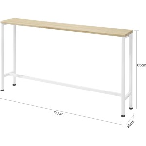 SoBuy Konsolentisch FSB19-Z in Natur/Weiß, ein schmaler Flurtisch oder Beistelltisch mit Metallgestell.