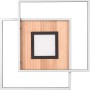 Moderne Trio LED Deckenleuchte Via in Holzoptik mit schwarzem Rahmen und Fernbedienung zur Lichtsteuerung.