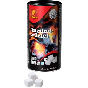 Dose Flash Anzündwürfel Paraffin, 100 Stück, für Grill, Ofen & Kamin.