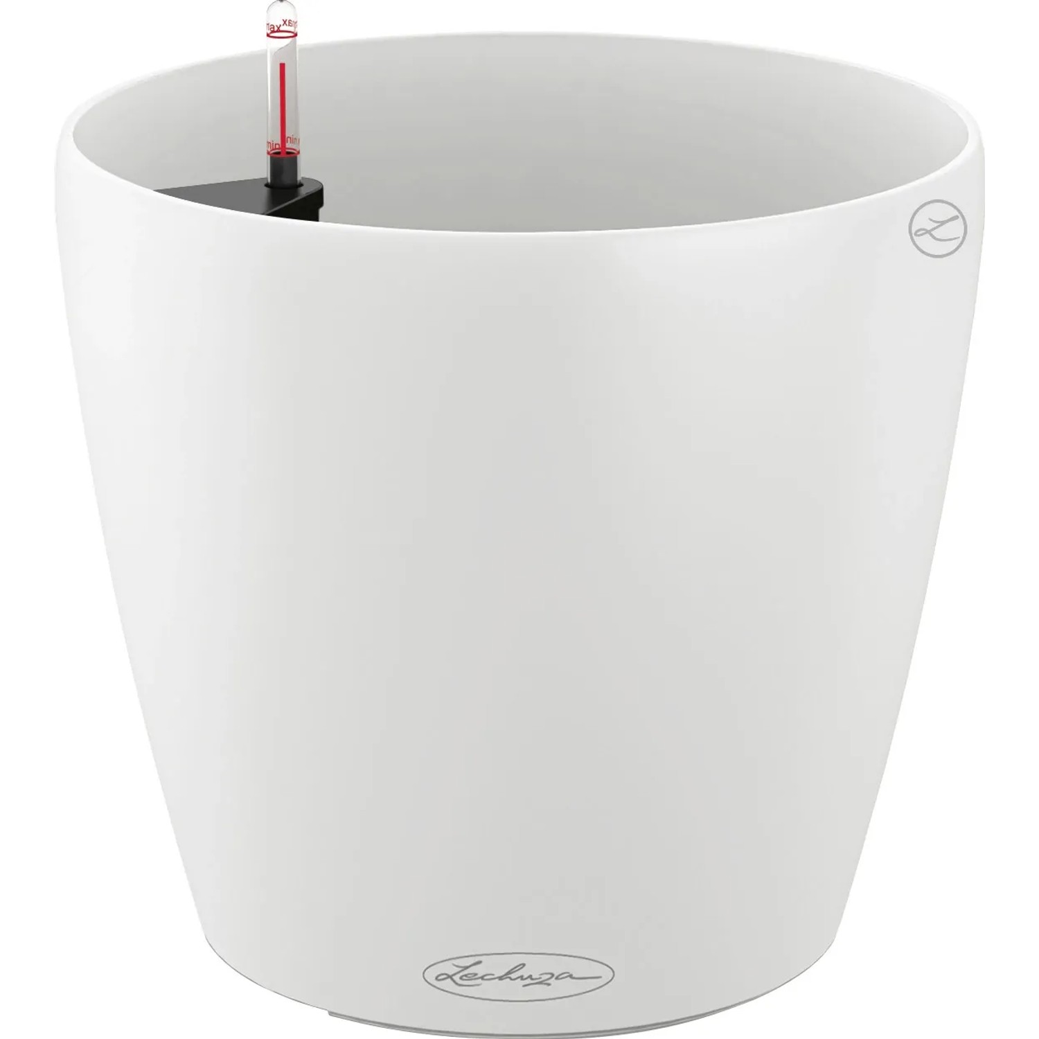 Weißes Lechuza Classico Color 28 Pflanzgefäß (Ø 28 cm) für Innen- und Außenbereiche.