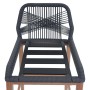 Anthrazit Rope-Barhocker mit Seilgeflecht-Rückenlehne und Armlehnen, Sitzfläche mit Latten, Holz-Optik Gestell.