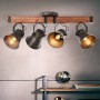 Brilliant Spotbalken Decca, 4-flammig, schwarz und Holz, für flexible Beleuchtung im Innenbereich.