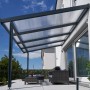 Anthrazit Terrassenüberdachung Premium mit klarer Polycarbonat-Eindeckung, 410x406 cm.