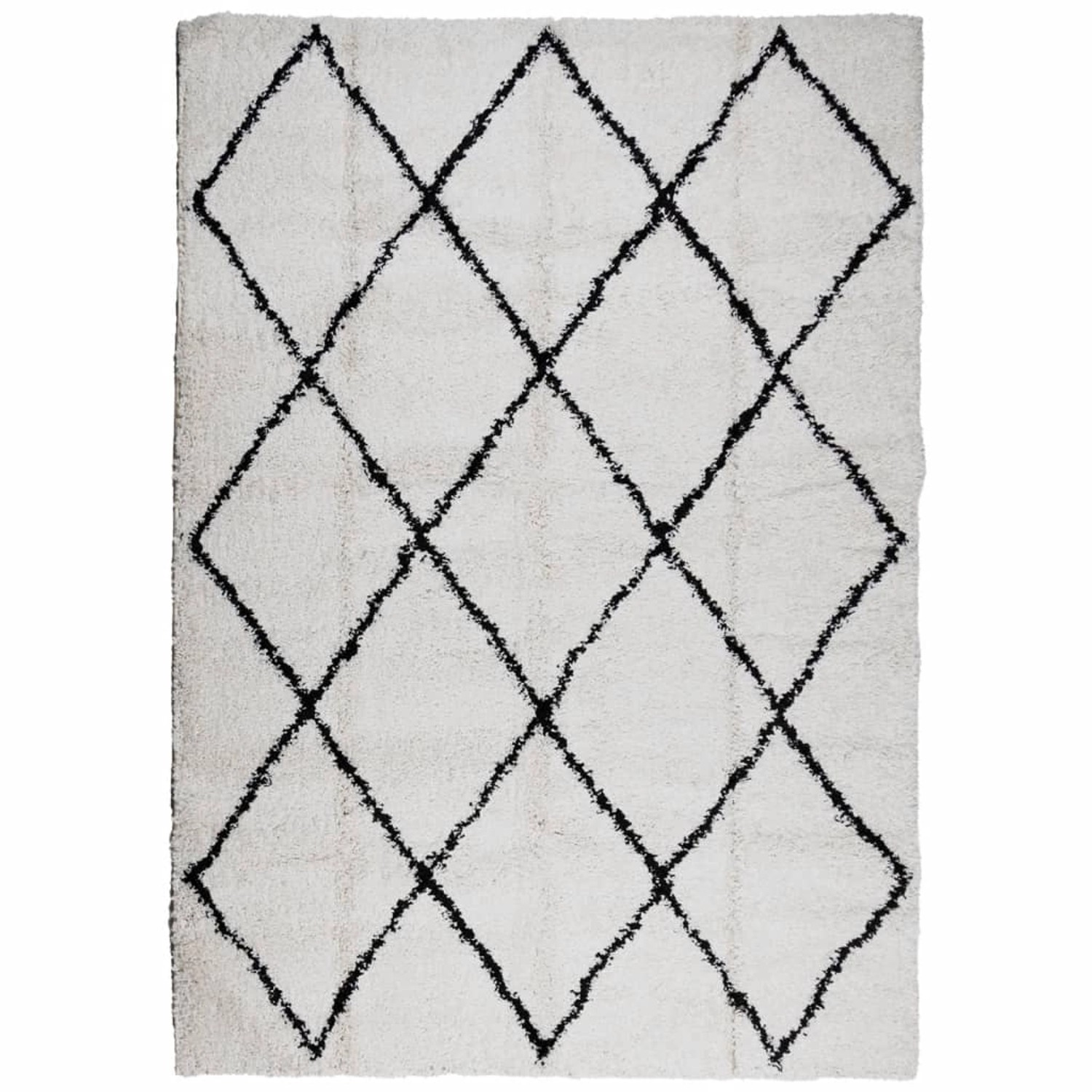 vidaXL Teppich Shaggy Hochflor Modern Creme Und Schwarz 140x200 Cm 1954685 günstig online kaufen