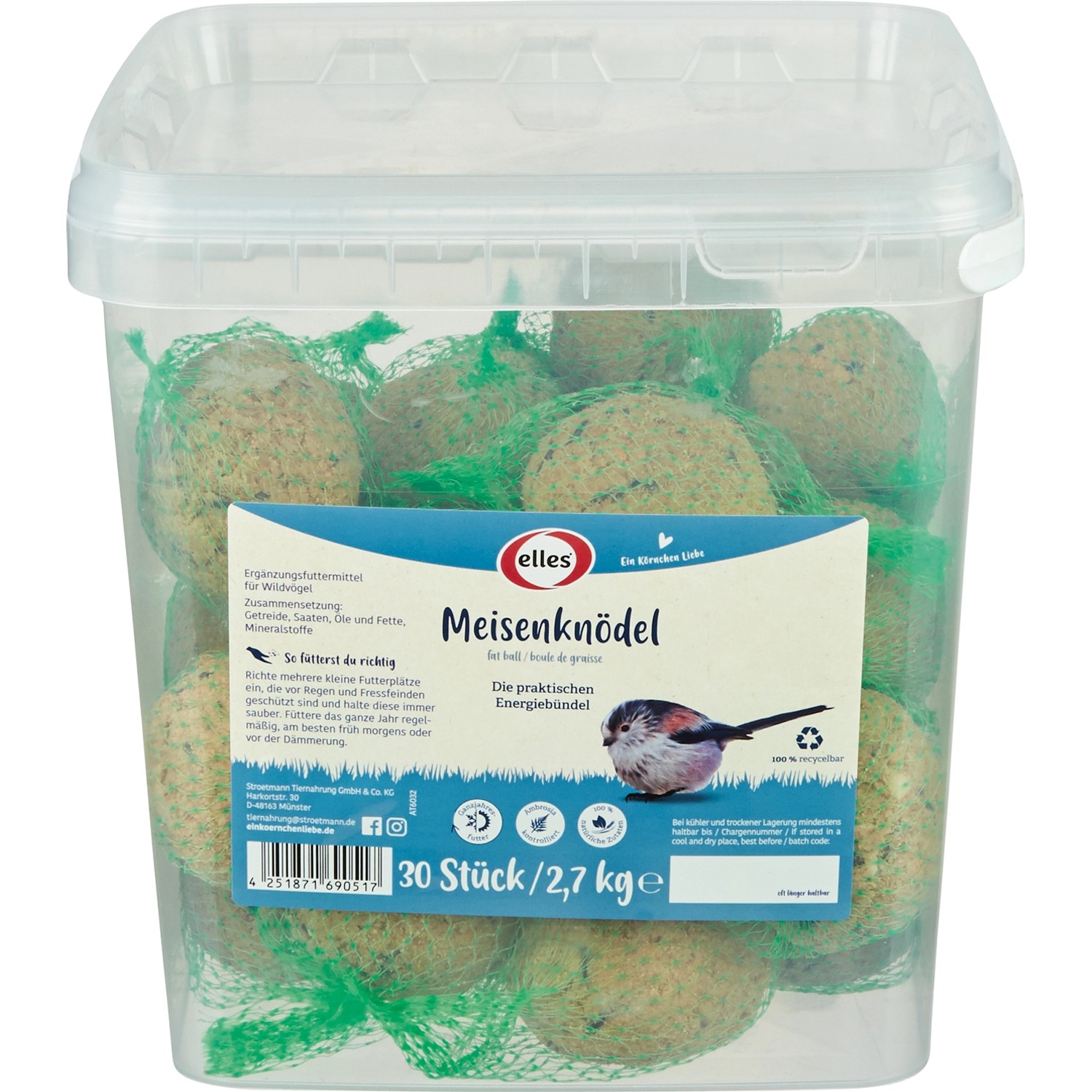 Elles Wildvogelfutter Meisenknödel mit Netz 30 Stück