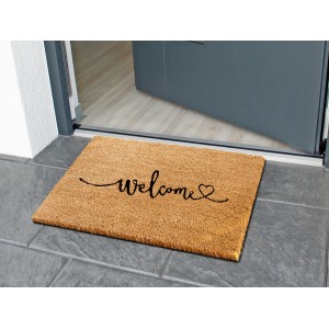 Fußmatte Kokos Natur mit Welcome Schriftzug, 40x60 cm. Schmutzfangmatte für den Innenbereich.