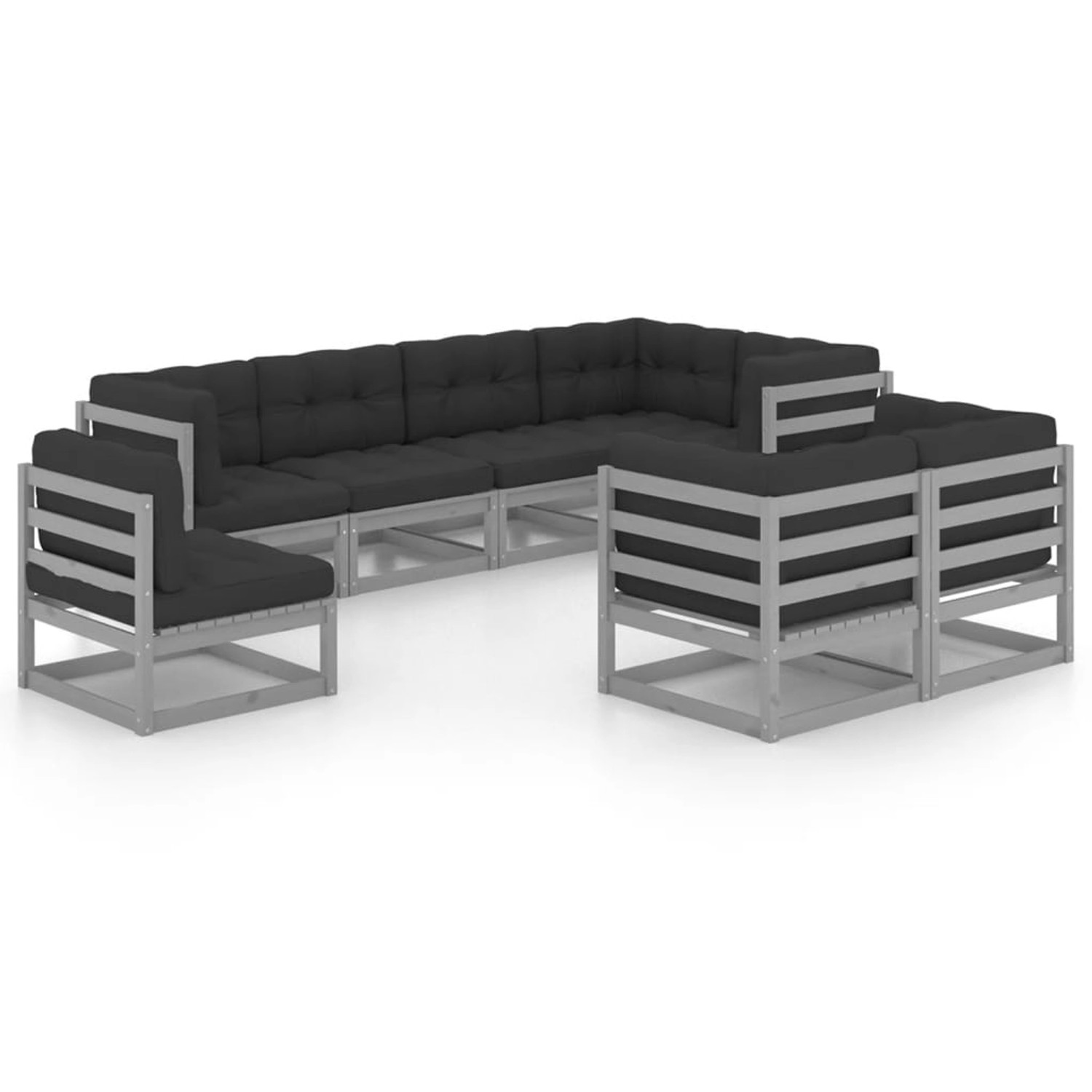 vidaXL 8-Tlg Garten-Lounge-Set mit Kissen Massivholz Kiefer 3076716