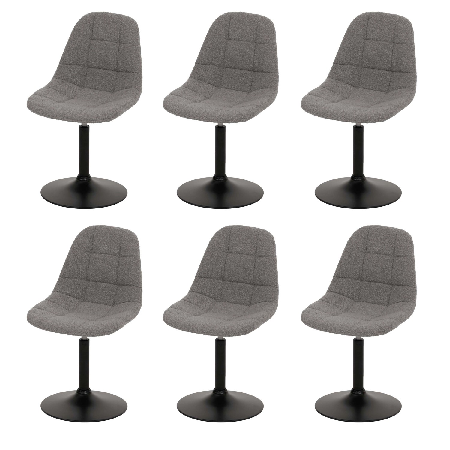 MCW Esszimmerstuhl A60 6er-Set Stoff/Textil Boucle 450g/m² Grau günstig online kaufen