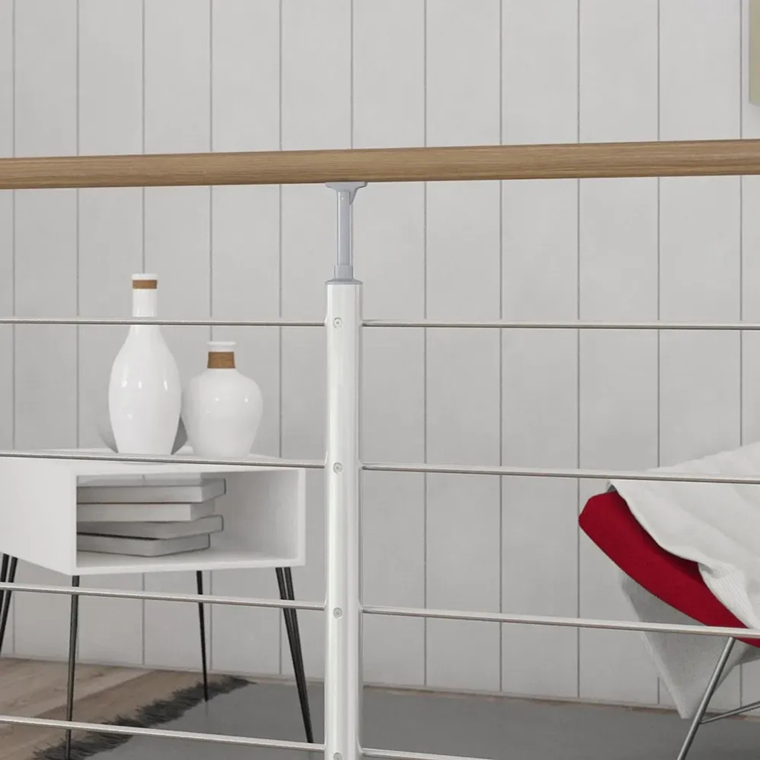 Dolle Geländerset mit Eichehandlauf, Seitenmontage, 150 cm, für den Innenbereich.
