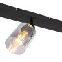 Globo Hadera Strahler, 3-flammig, schwarz matt mit Rauchglas-Schirmen.