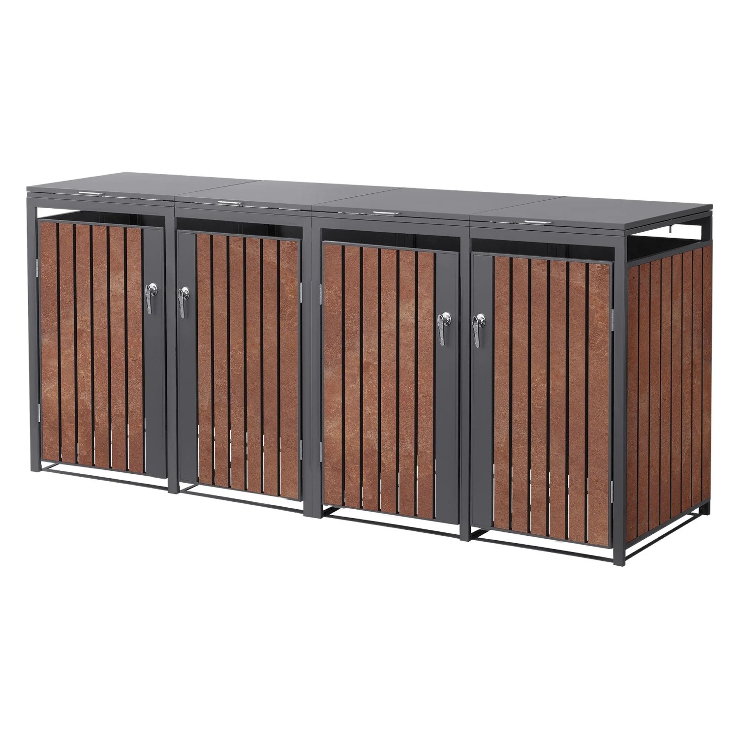 Ml-Design Mülltonnenbox 4er 240L 264x80x120 cm Anthrazit-Rostoptik