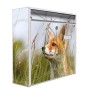 Weißer Banjado Briefkasten mit Fuchs-Motiv, inkl. Montagematerial und Schlüsseln.