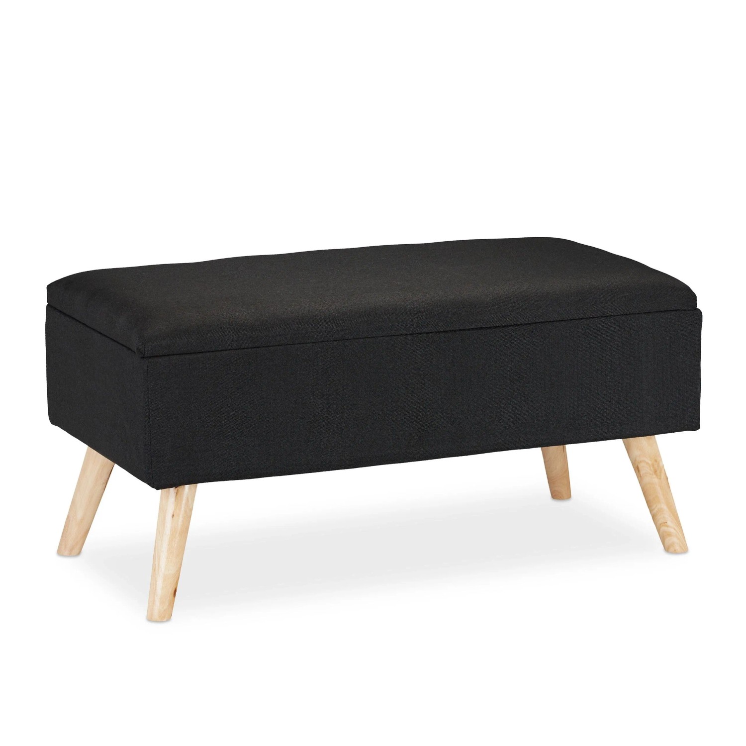 Relaxdays Sitzbank Stoff Schwarz mit Stauraum 39,5 cm x 79,5 cm x 39,5 cm 11,6 kg