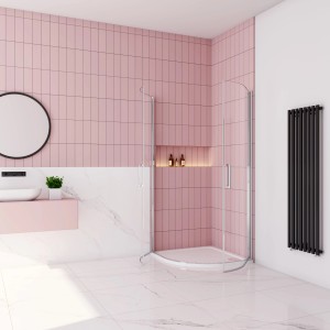 AICA Runddusche 90x90 mit Drehtür, Viertelkreis Duschkabine aus 6mm NANO ESG Sicherheitsglas.