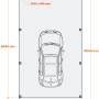 Skizze des Holzbrüder Camping-Carport Ralf 400x800 mit rotem Blechdach und Maßangaben.