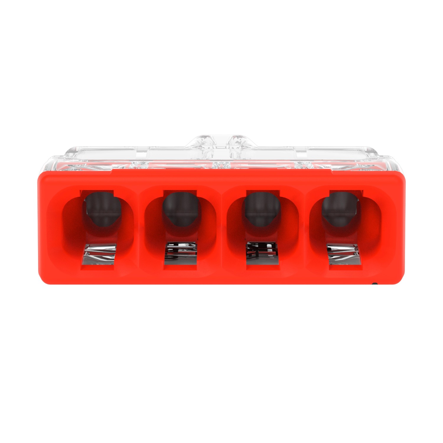 Rote Wago Steckklemme, 4-polig, 10er-Pack. Verbindungsklemme für sichere Elektroinstallation.