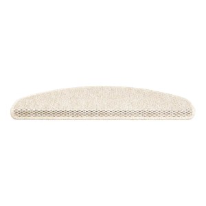 Halbrunde KARAT Stufenmatte Kalkutta in Creme mit Sisaloptik, 23,5x65 cm.