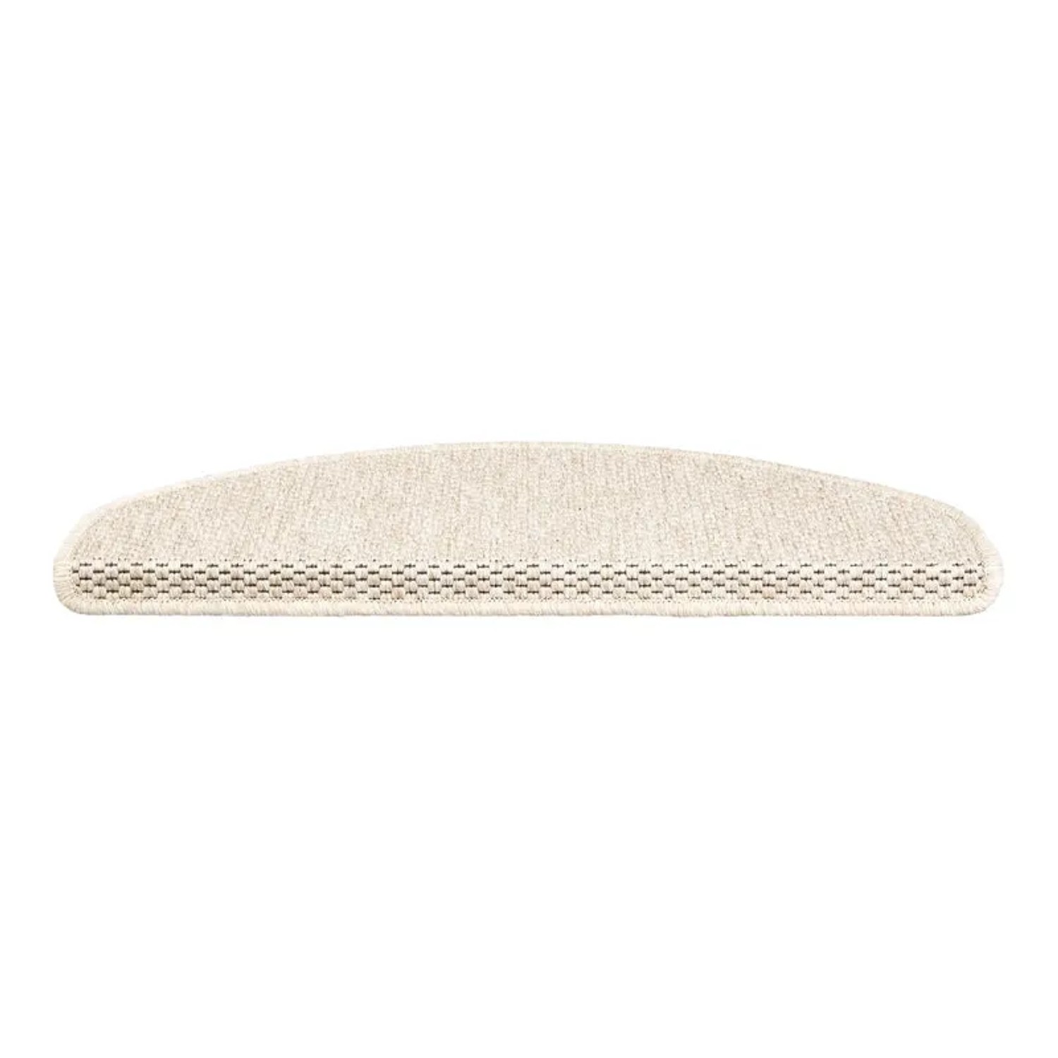 Halbrunde KARAT Stufenmatte Kalkutta in Creme mit Sisaloptik, 23,5x65 cm.