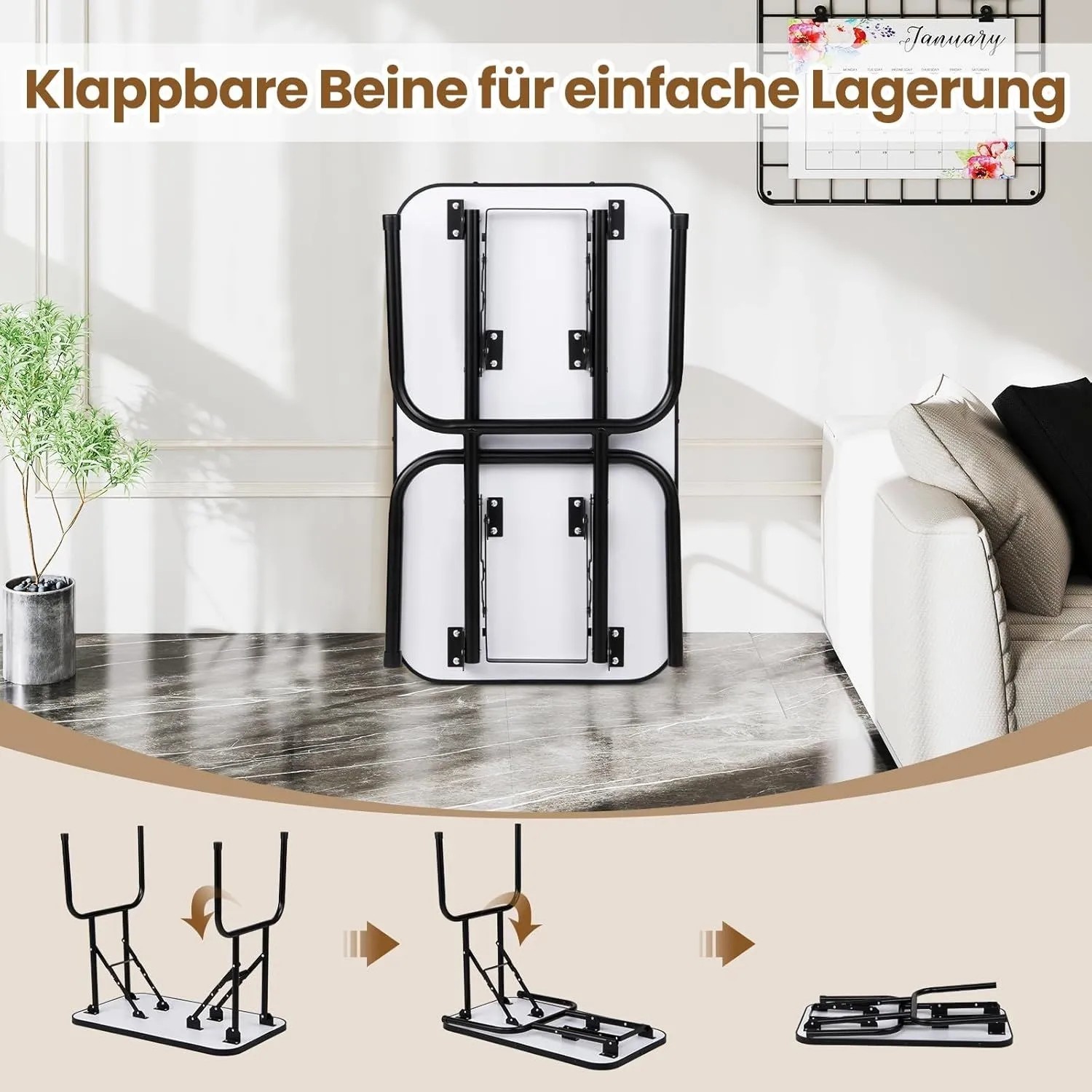 Zusammengeklappter, schwarzer Costway Hundepflegetisch zur einfachen Aufbewahrung.
