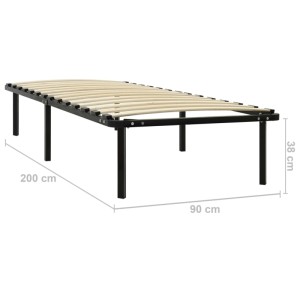 vidaXL Bettgestell, schwarz, Metall, 90x200 cm, mit Lattenrost. Ideal für erholsamen Schlaf.