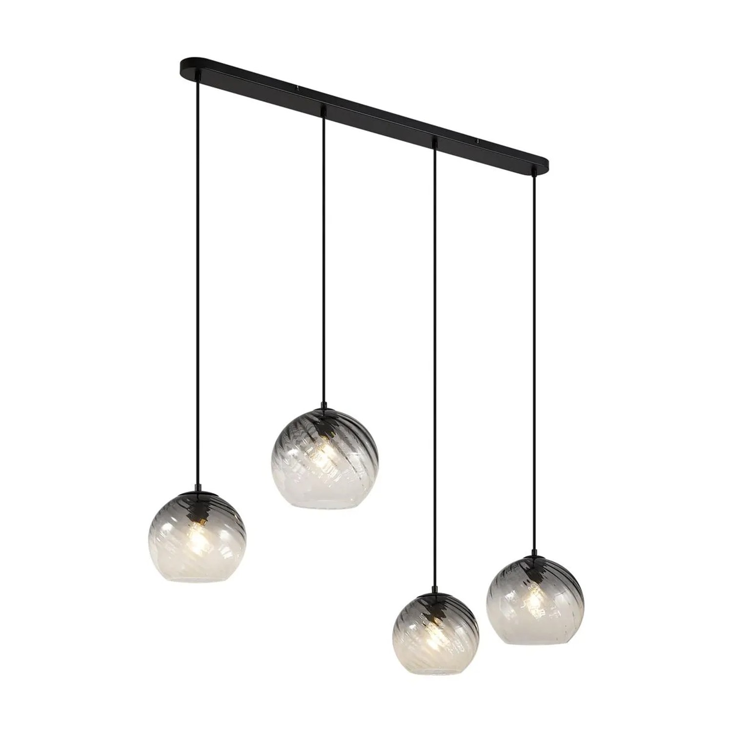 QAZQA Art Deco Hängelampe Schwarz mit Rauchglas Rechteckig 4 Flammig Bao