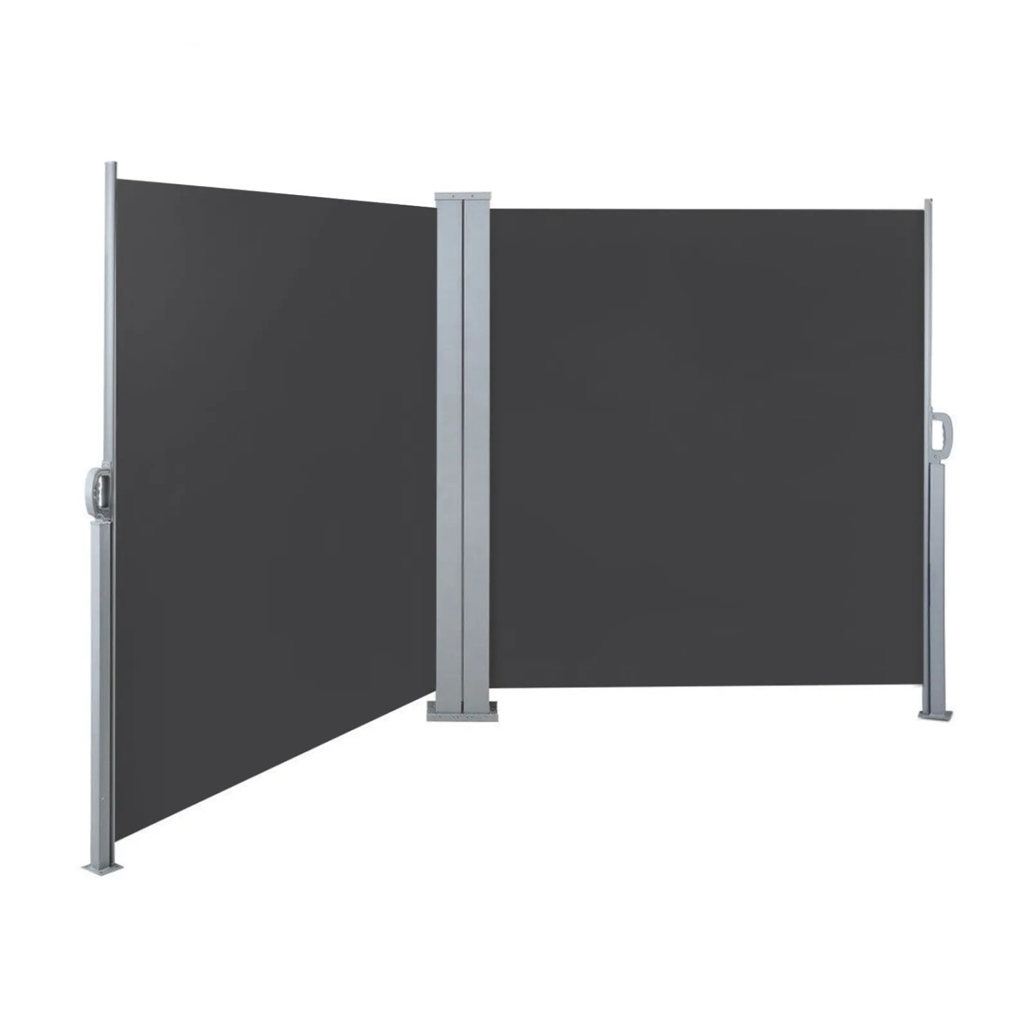 Svita Doppelseitenmarkise Ausziehbar Freistehend Sichtschutz 600x180 cm Dunkelgrau