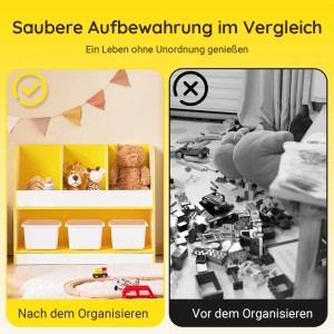 SoBuy Kinderregal mit 4 Offenen Fächern Bücherregal Aufbewahrungsregal KMB107-G