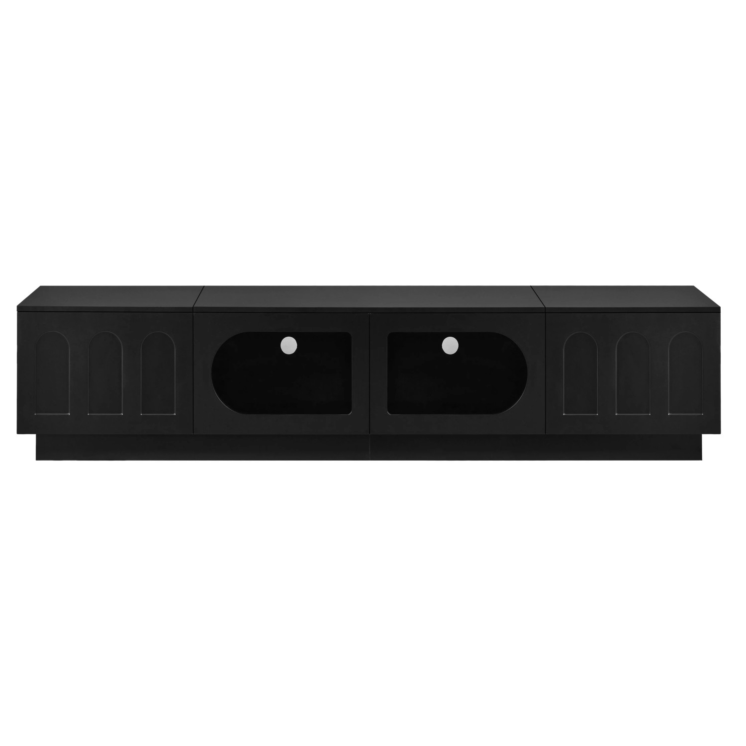 Merax TV Lowboard LED App Steuerung Glastür Kabeldurchlass