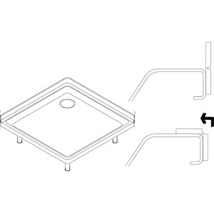 Skizze: Wannen-Schalldämmprofil für Badewannen, Montage zwischen Wanne und Wand.