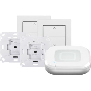 Homematic IP Starter Set Rollladensteuerung mit Access Point, 2 Aktoren und 2 Tasterwippen.