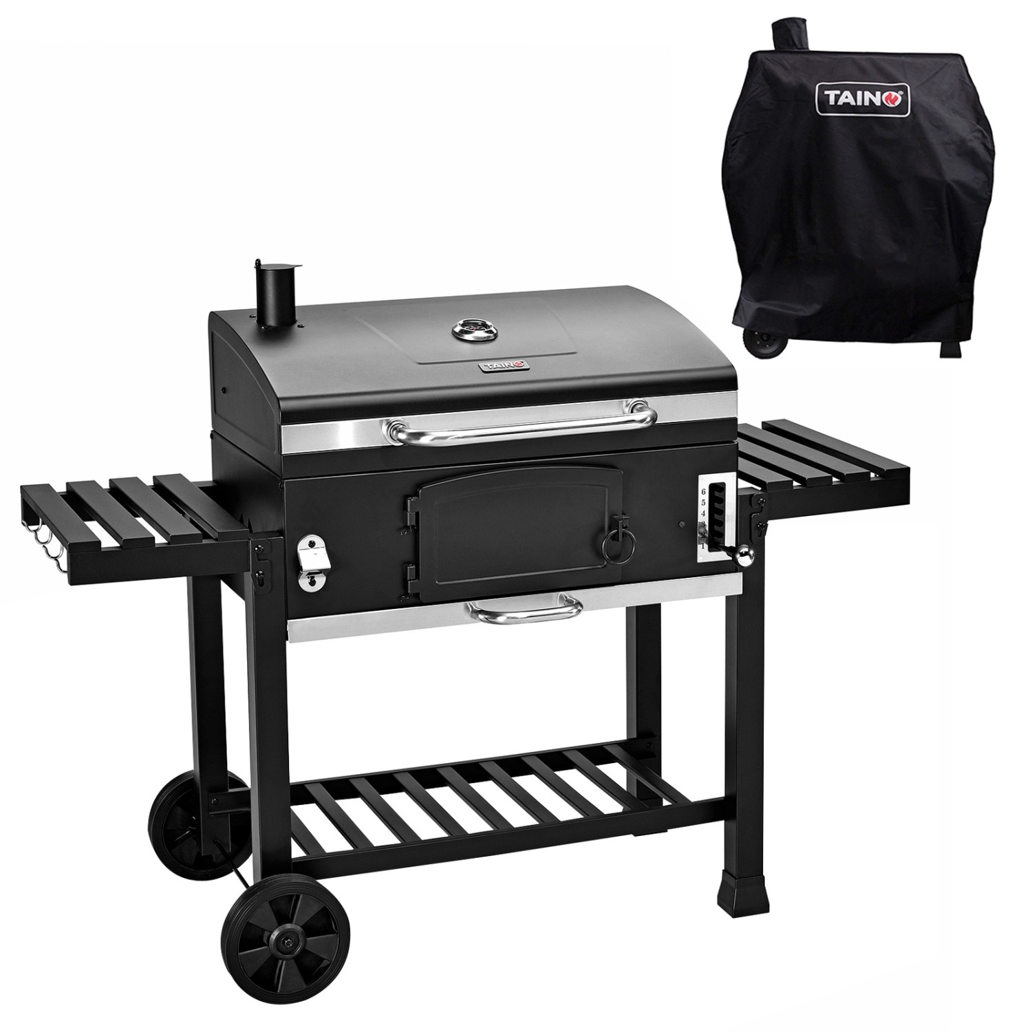 Taino Hero XXL Smoker Set Mit Haube BBQ Grillwagen Holzkohlegrill Grill Räu günstig online kaufen