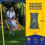 Gartenschaukel 'MAGIC CARPET' mit Metallrahmen, gelber Sitzfläche und zwei Kindern.