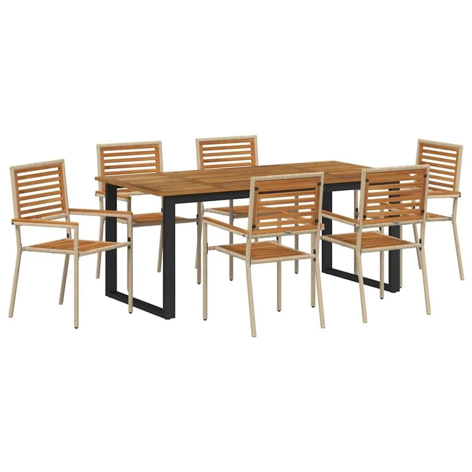 vidaXL Garten Essgruppe 7-Tlg Beige Massivholz Akazie 3365465