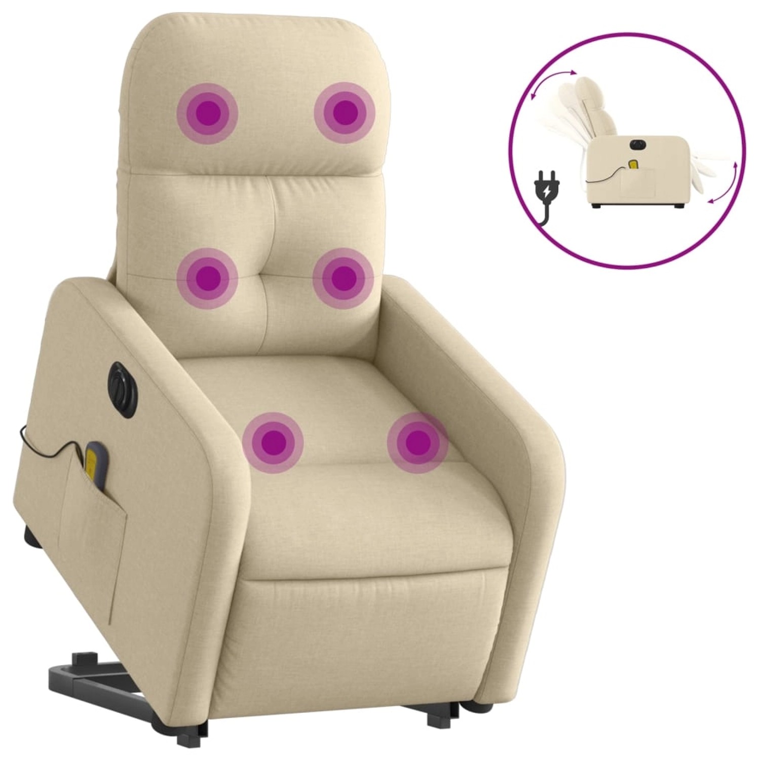 vidaXL Elektrischer Massagesessel mit Aufstehhilfe Creme Stoff Modell 12 günstig online kaufen