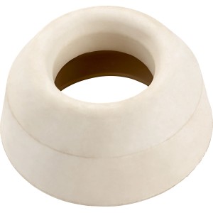 Weißer Spülrohrverbinder aus Kunststoff, Ø 44-45 mm x Ø 48 mm, zur Abdichtung von WC-Spülrohren.
