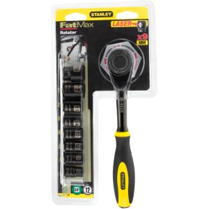 Stanley FatMax Umschaltknarre mit 9 Steckschlüsseln (8-19 mm), 3/8 Zoll, im Set.