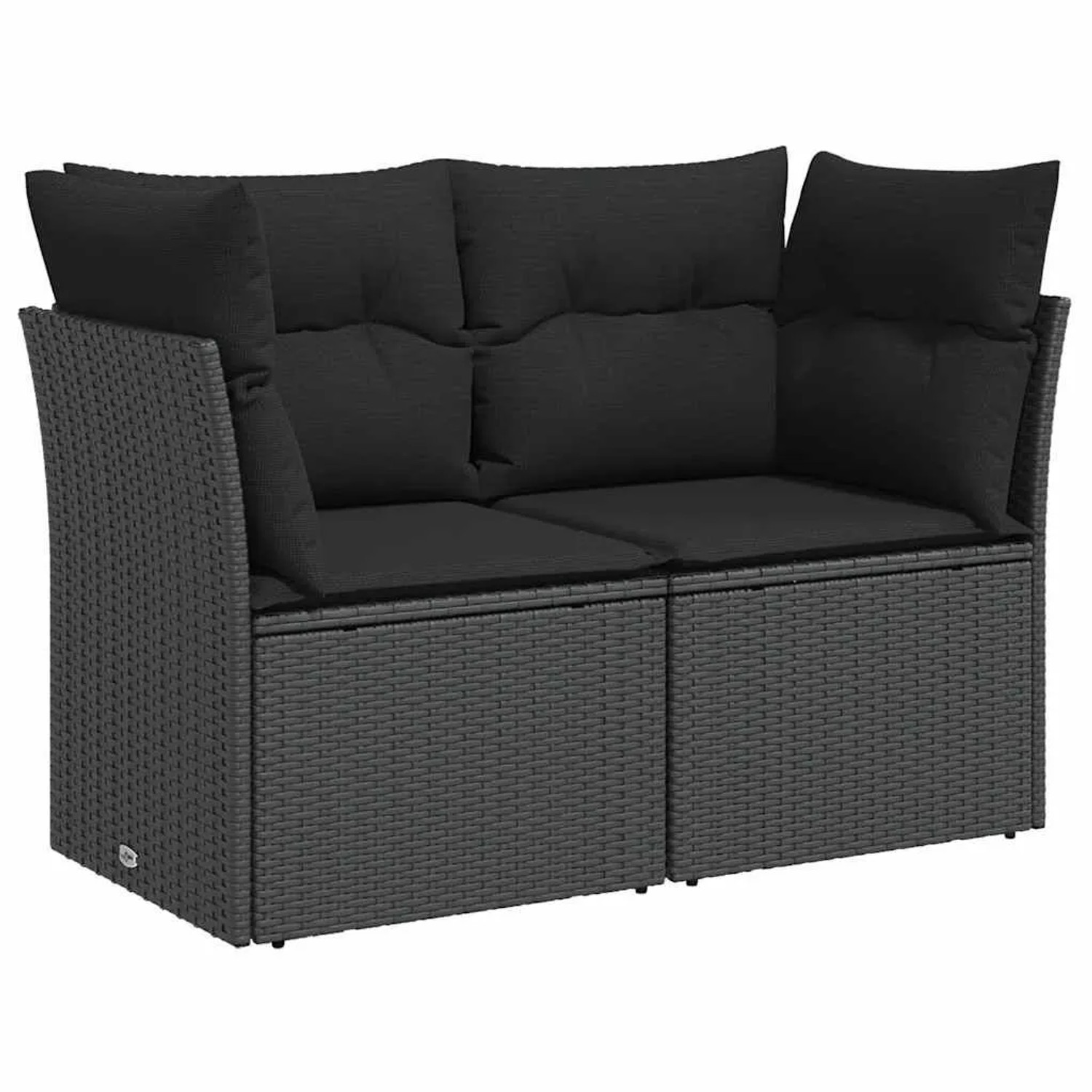 vidaXL Gartensofa mit Kissen 2-Sitzer Schwarz Poly Rattan 365963