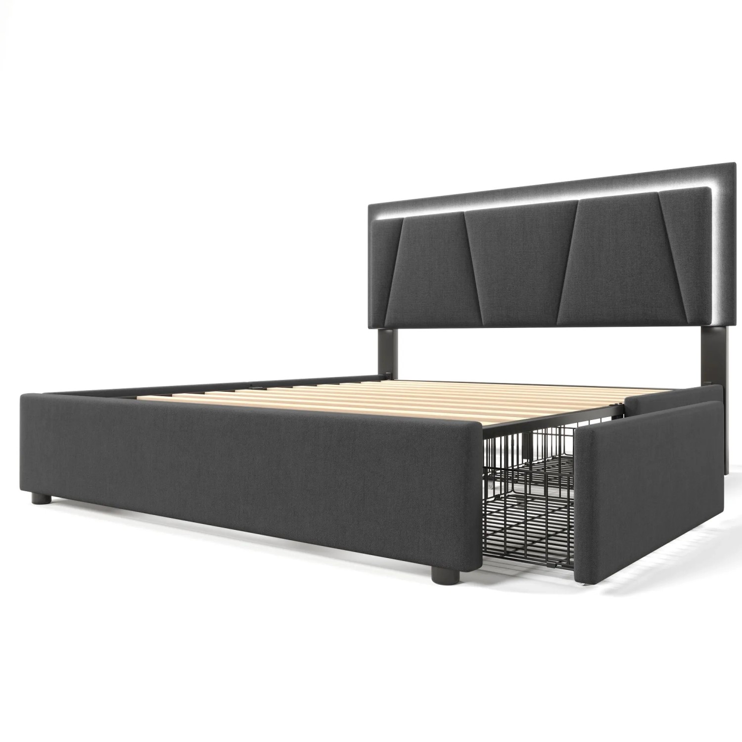 okwish Polsterbett 140x200cm mit Höhenverstellbarem Kopfteil Kinderzimmer Grau ohne Matratze