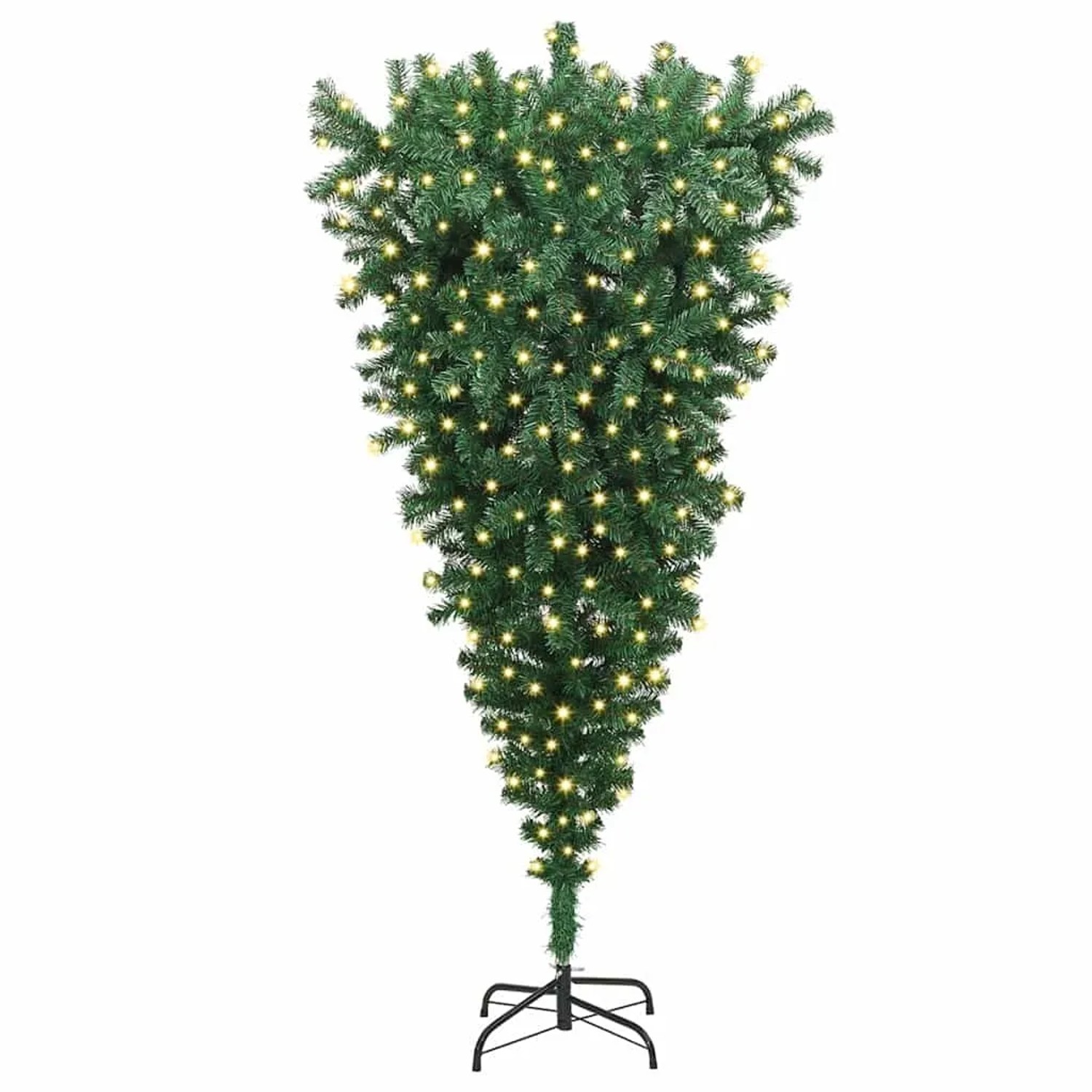 vidaXL Umgedrehter Künstlicher Vorbeleuchteter Weihnachtsbaum 180 cm 3396860