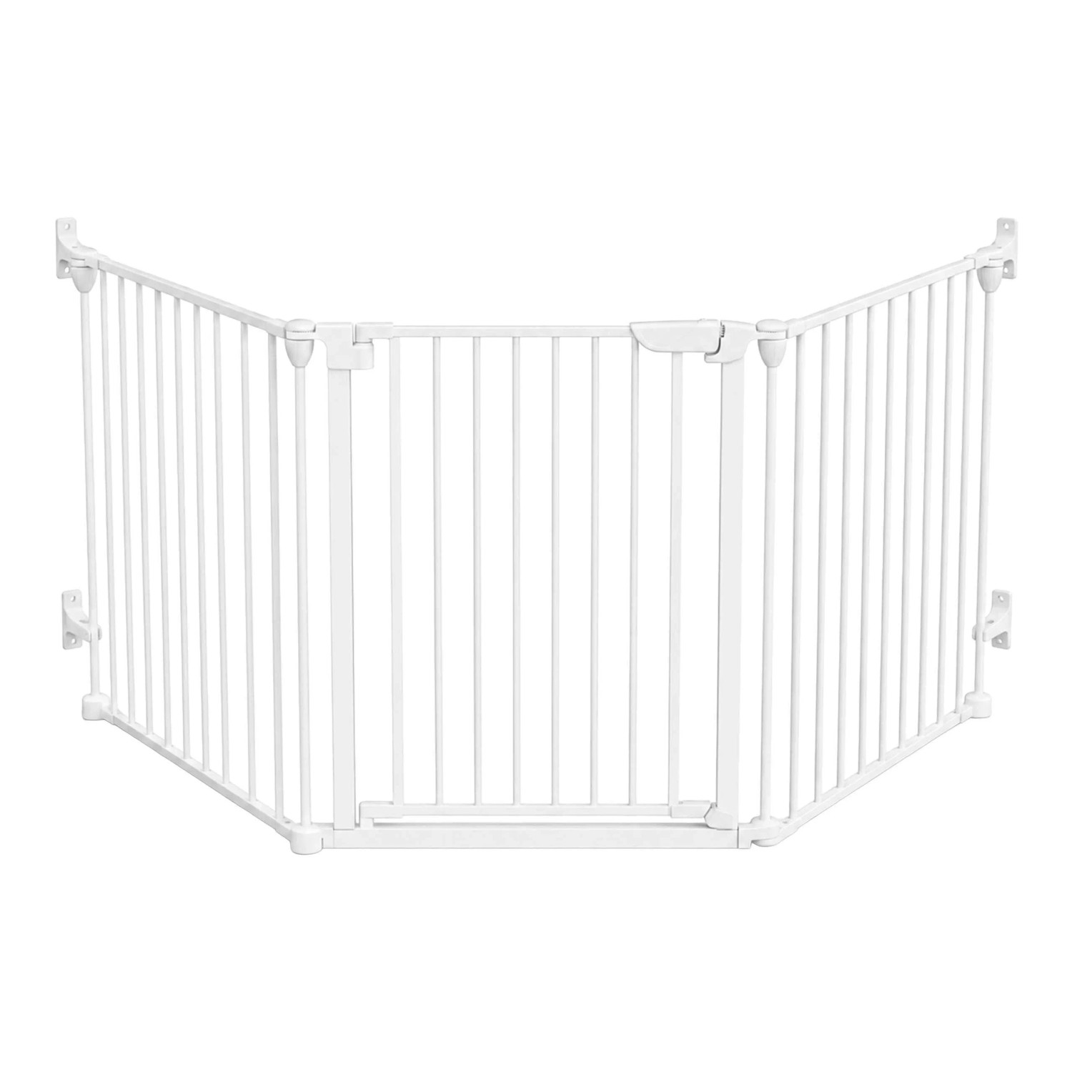 Relaxdays Sicherheitsgitter Stahl Weiß 3-teilig Klappbar mit Tür 74 cm x 180 cm x 3 cm 6,6 kg