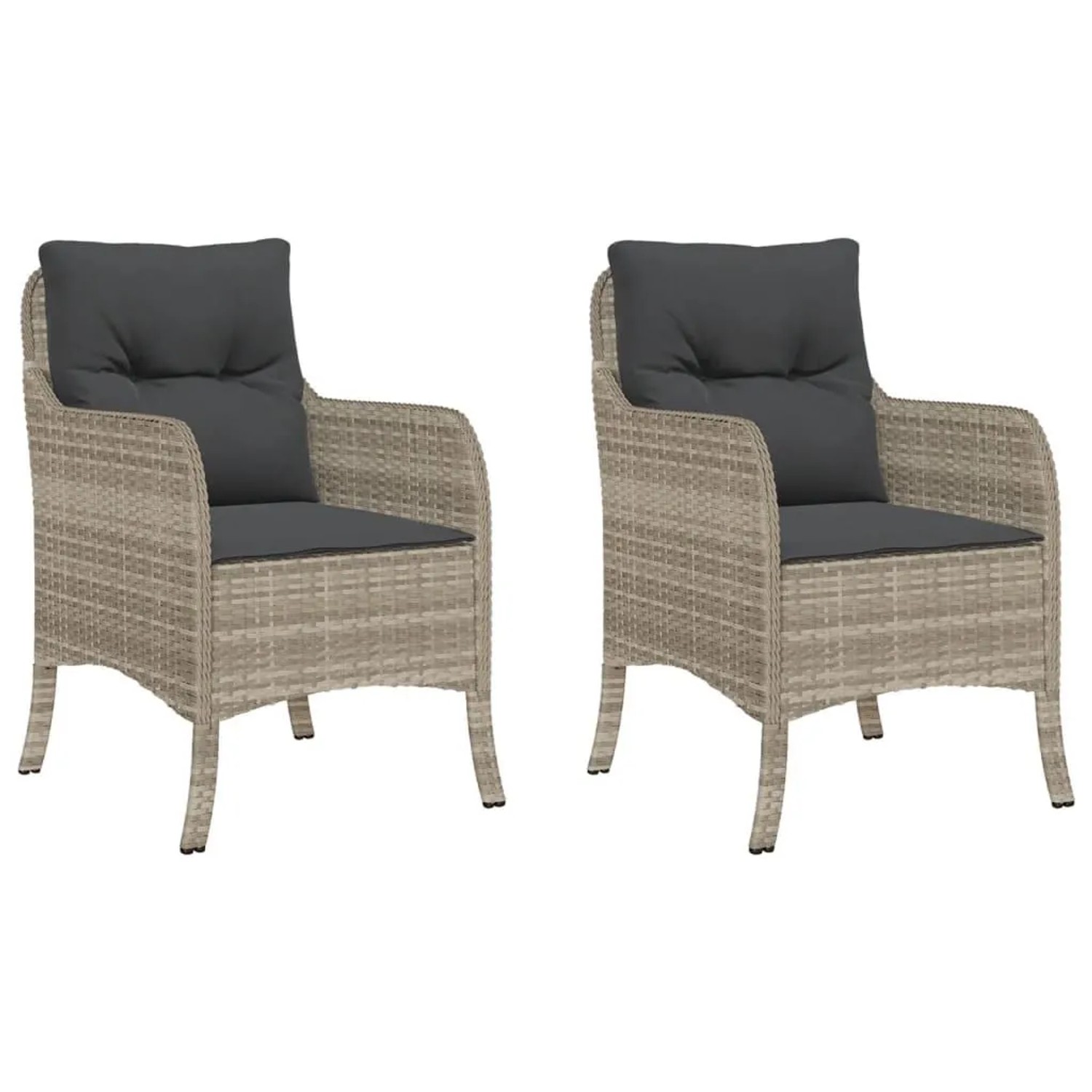 Furnicato Gartenstühle Mit Kissen 2 Stk Hellgrau Poly Rattan