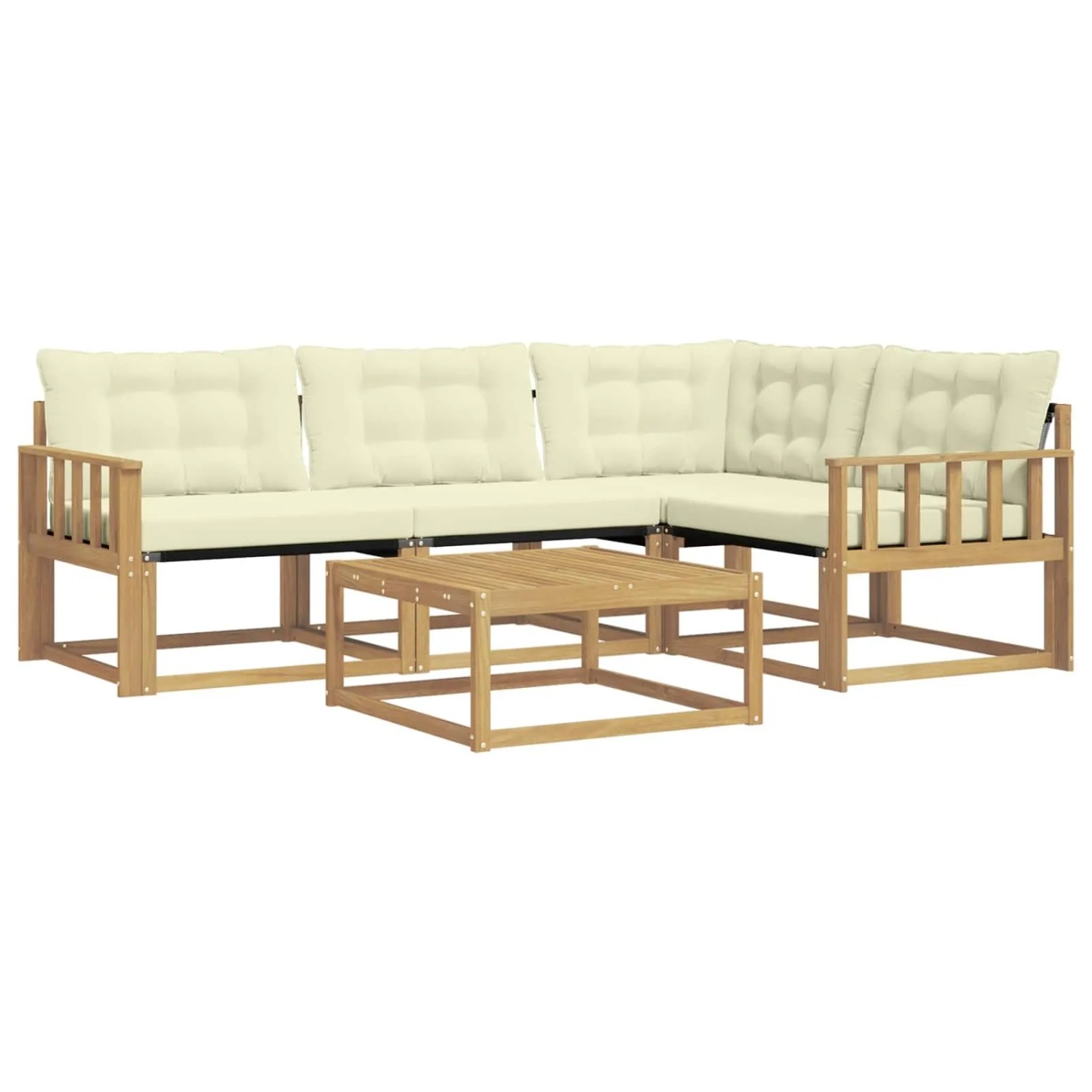 vidaXL Outdoor-Sofagarnitur 5 Stk Weiß und Creme 79 x 79 x 37 cm 3388656