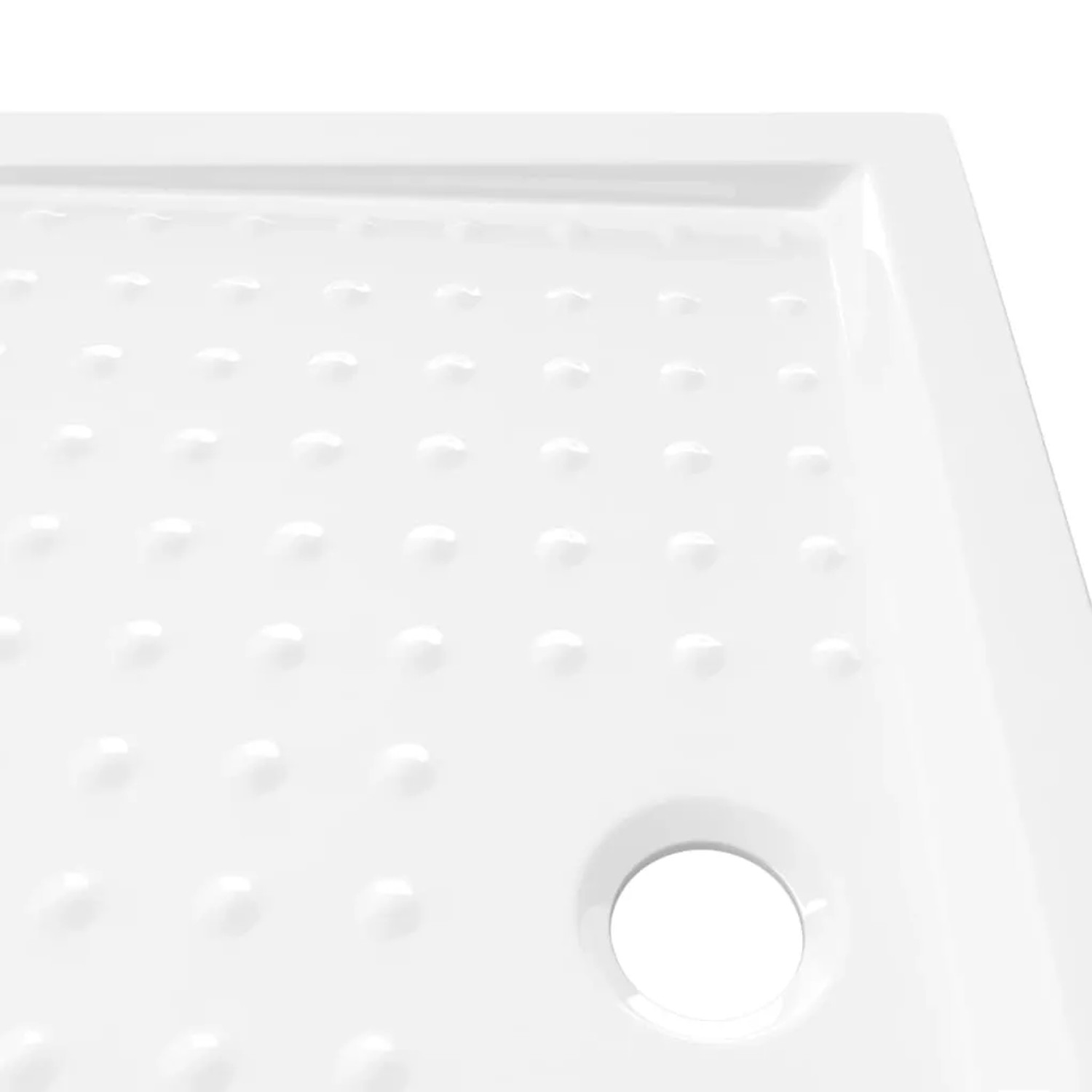 Weiße, rechteckige vidaXL Duschwanne 90x70 cm mit Anti-Rutsch-Oberfläche und Abflussloch.