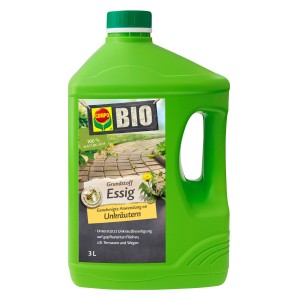 Grüne 3L Flasche Compo Bio-Grundstoff Essig zur Unkrautbekämpfung.