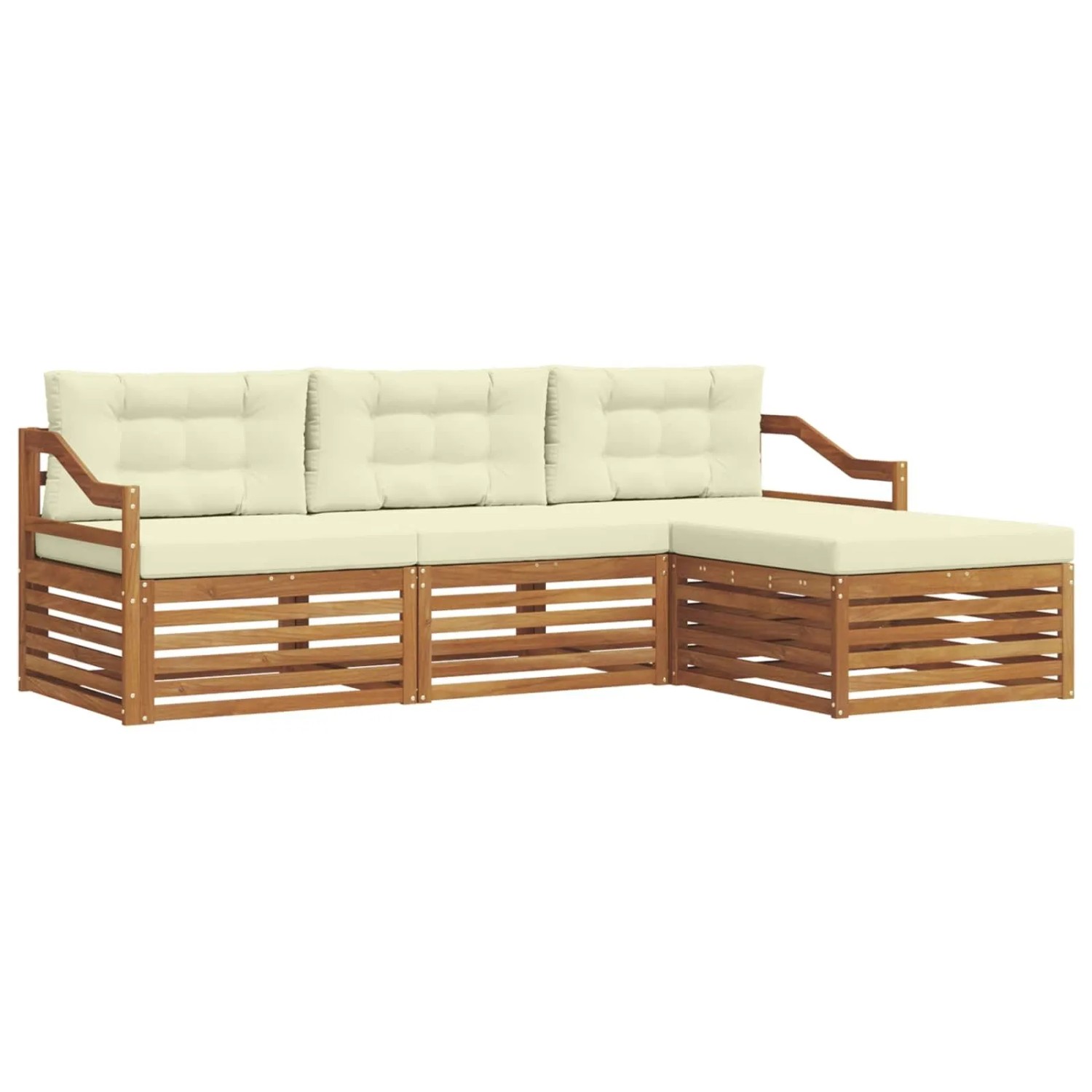 vidaXL Outdoor-Sofagarnitur mit Kissen 4-Tlg Natur und Creme 3373275