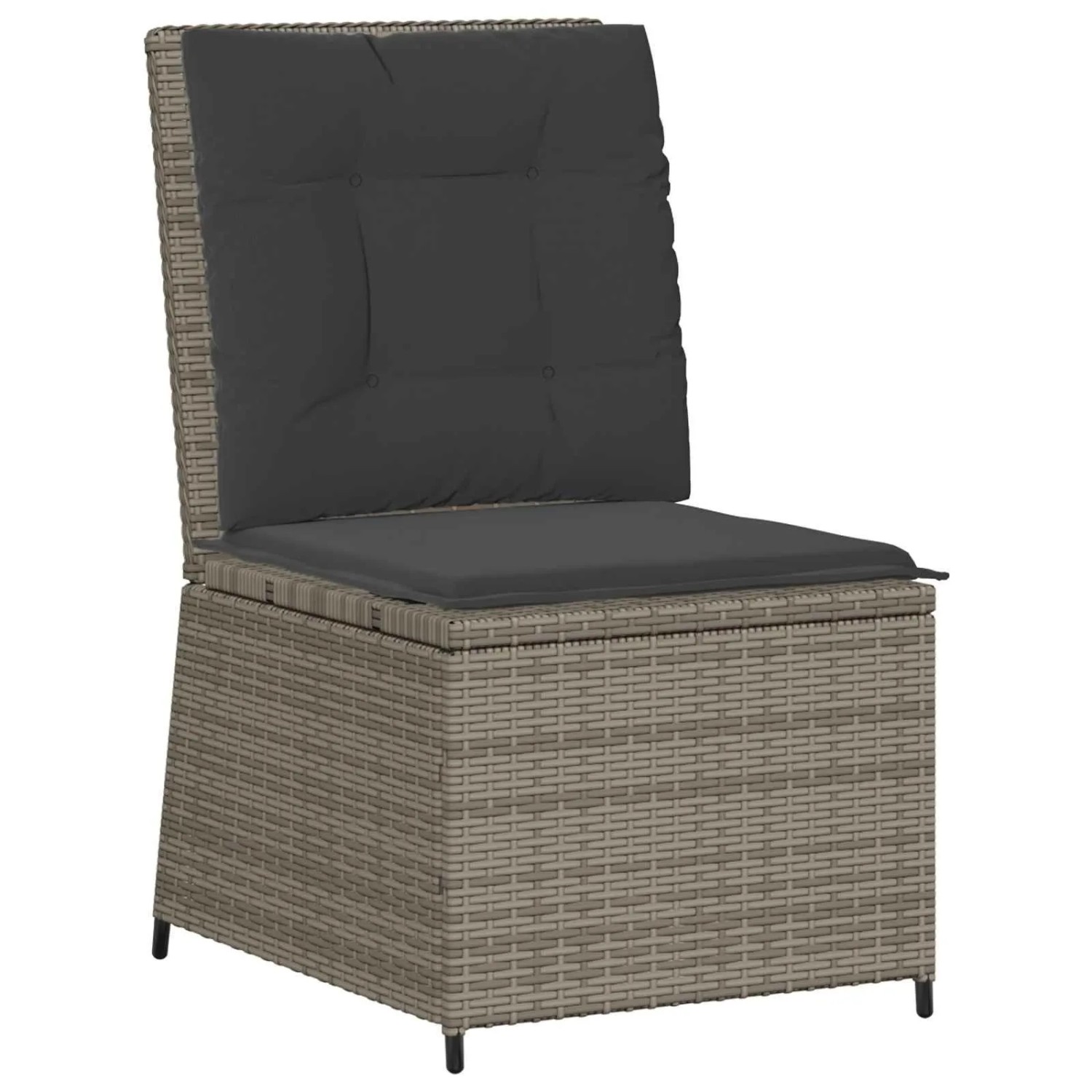 vidaXL Garten-Sofa mit Kissen Grau Poly-Rattan 3394478