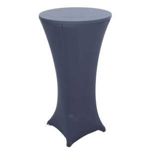 Anthrazit-graue Stretch-Stehtischhusse für runde Tische Ø 60cm. Elegante Bistrotisch-Tischdecke.