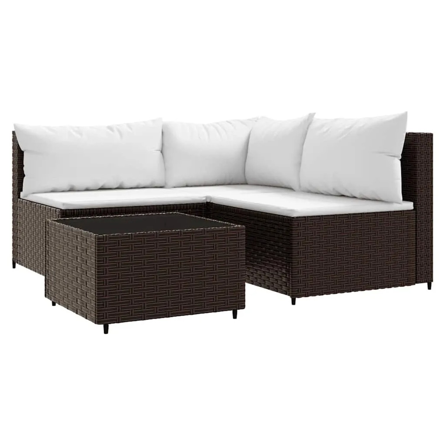 vidaXL 4-Tlg Garten-Lounge-Set mit Kissen Braun Poly Rattan 319749